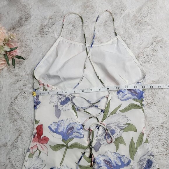 By The Way Large Floral Print White Sleeveless High Neck Mini Dress Size XS - Picture 11 of 13